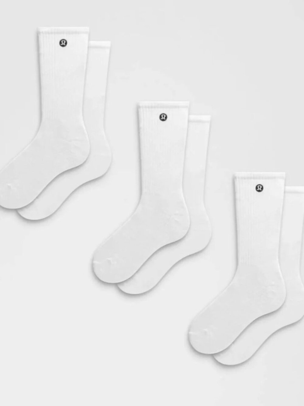 Bundle (2): Lululemon Daily Essentials Socks 3 Pack Sz Medium White